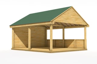 Gable-End Canopy 6M x 5M with Log Clad Sides and Decking