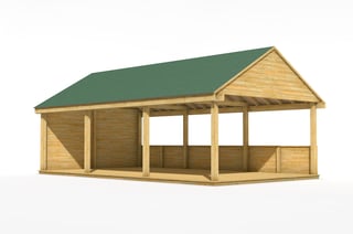 Gable-End Canopy 9M x 5M with Log Clad Sides and Decking