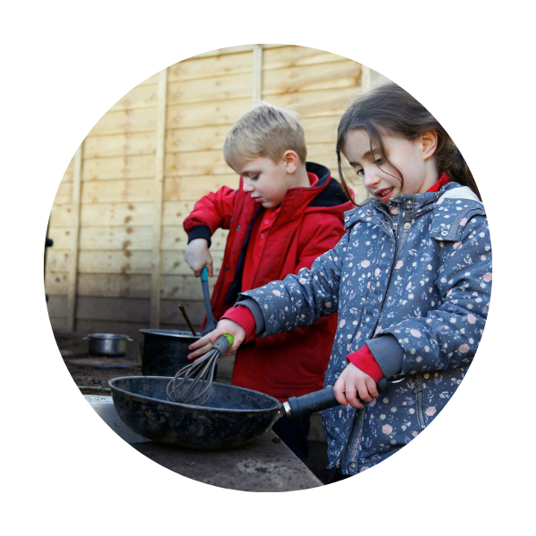 children using a mud kitchen