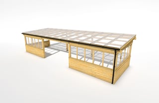 Freestanding Timber Canopy 12M x 4M with Cladding and Glazing
