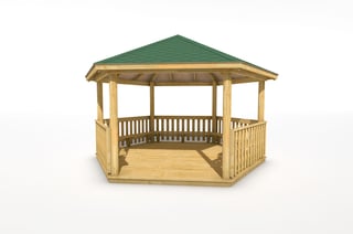5M Hexagonal Gazebo with Decked Base