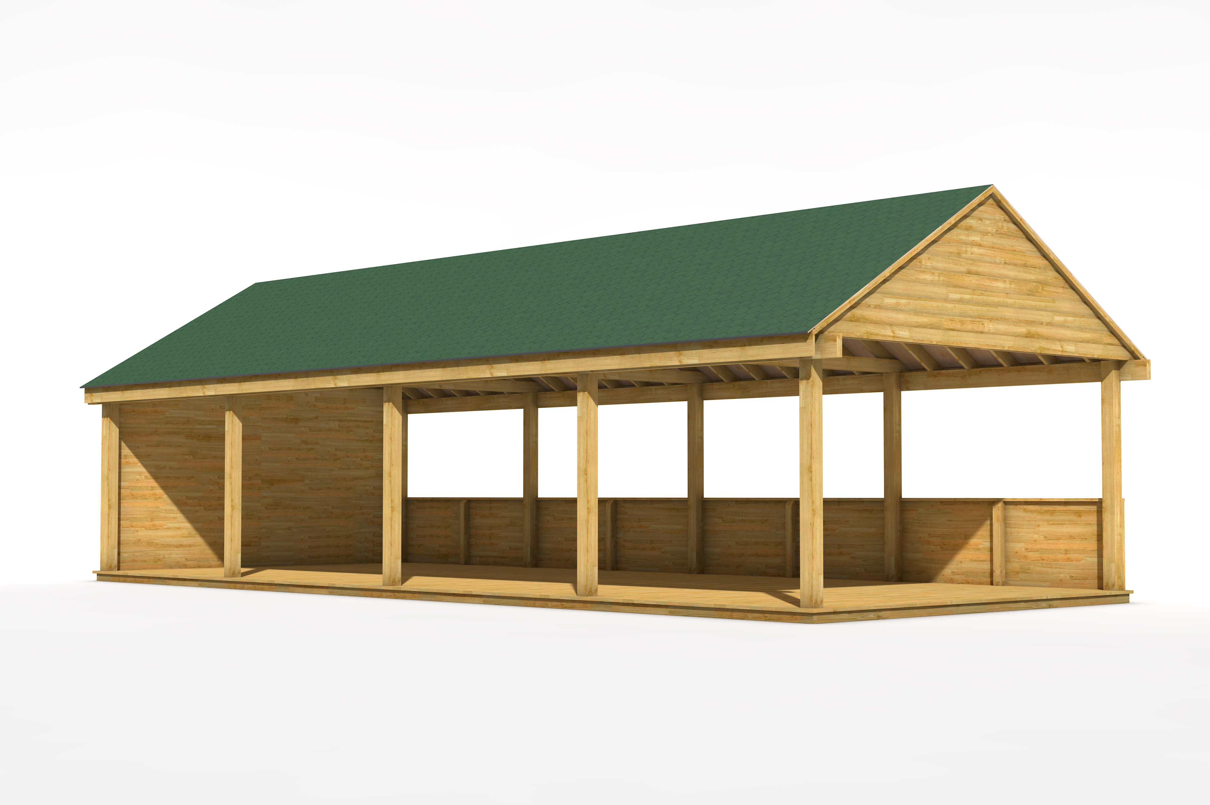 Gable-End Canopy 12M x 5M with Log Clad Sides and Decking