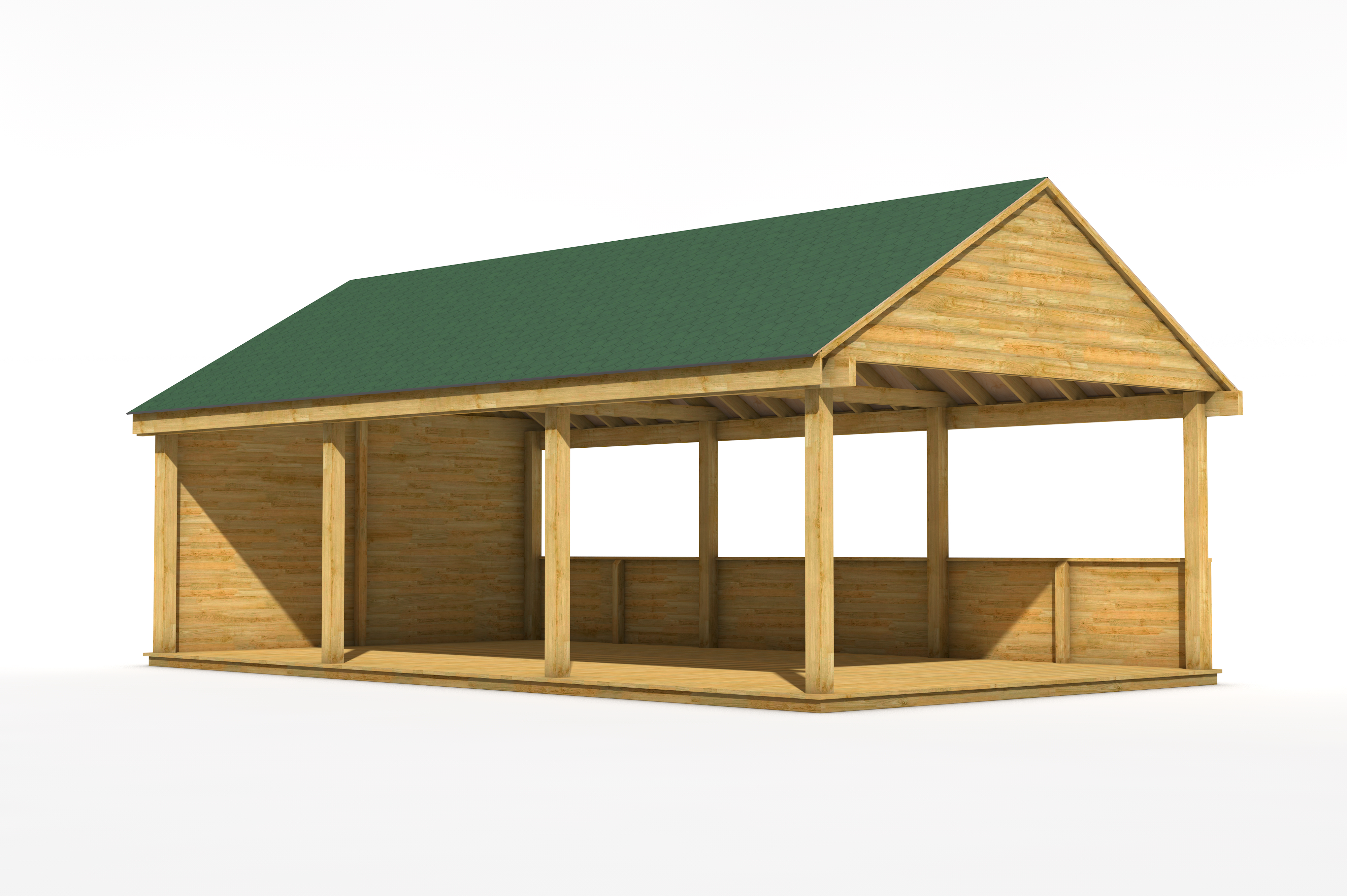 Gable-End Canopy 9M x 5M with Log Clad Sides and Decking