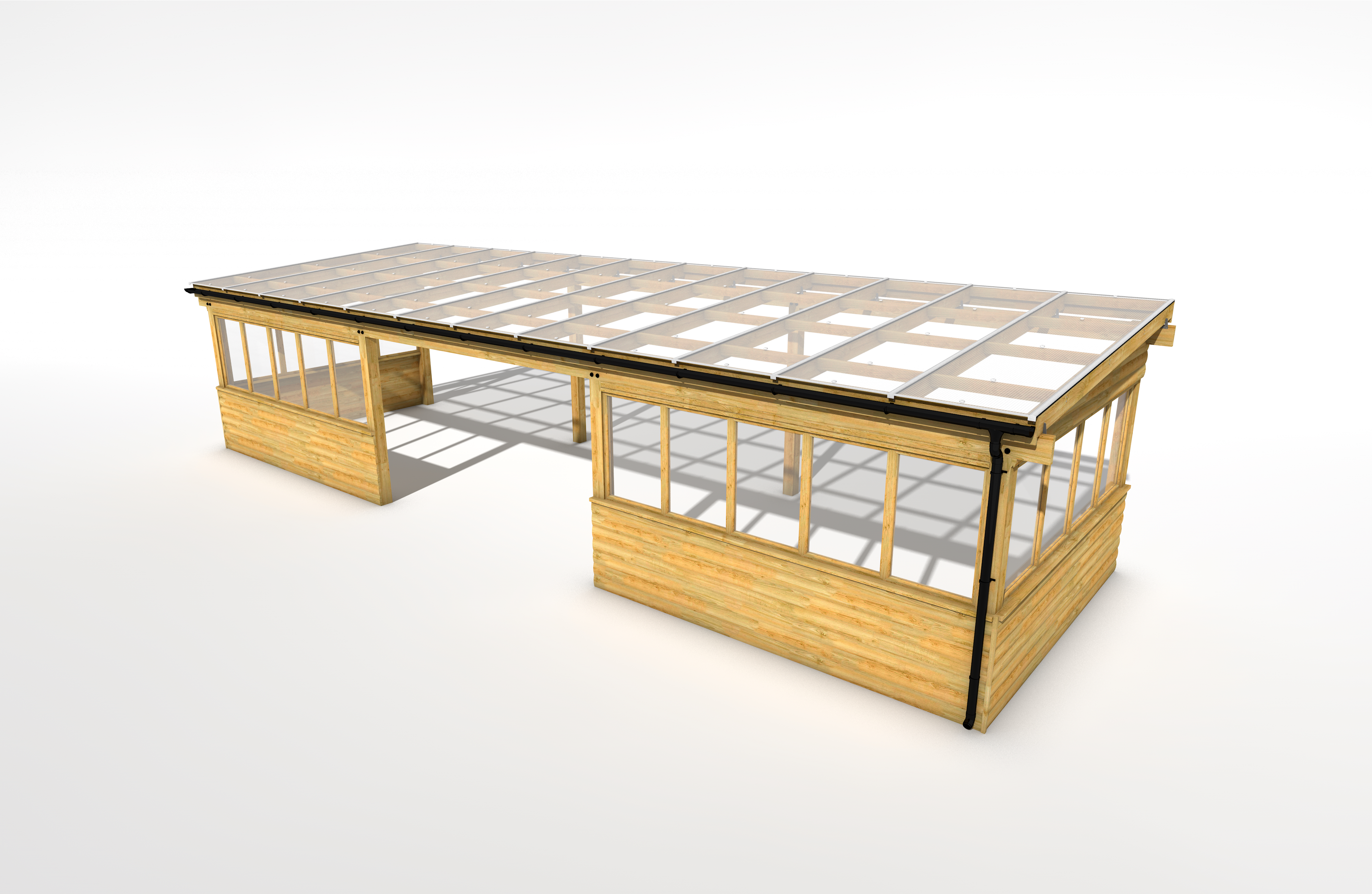 Freestanding Timber Canopy 12M x 4M with Cladding and Glazing