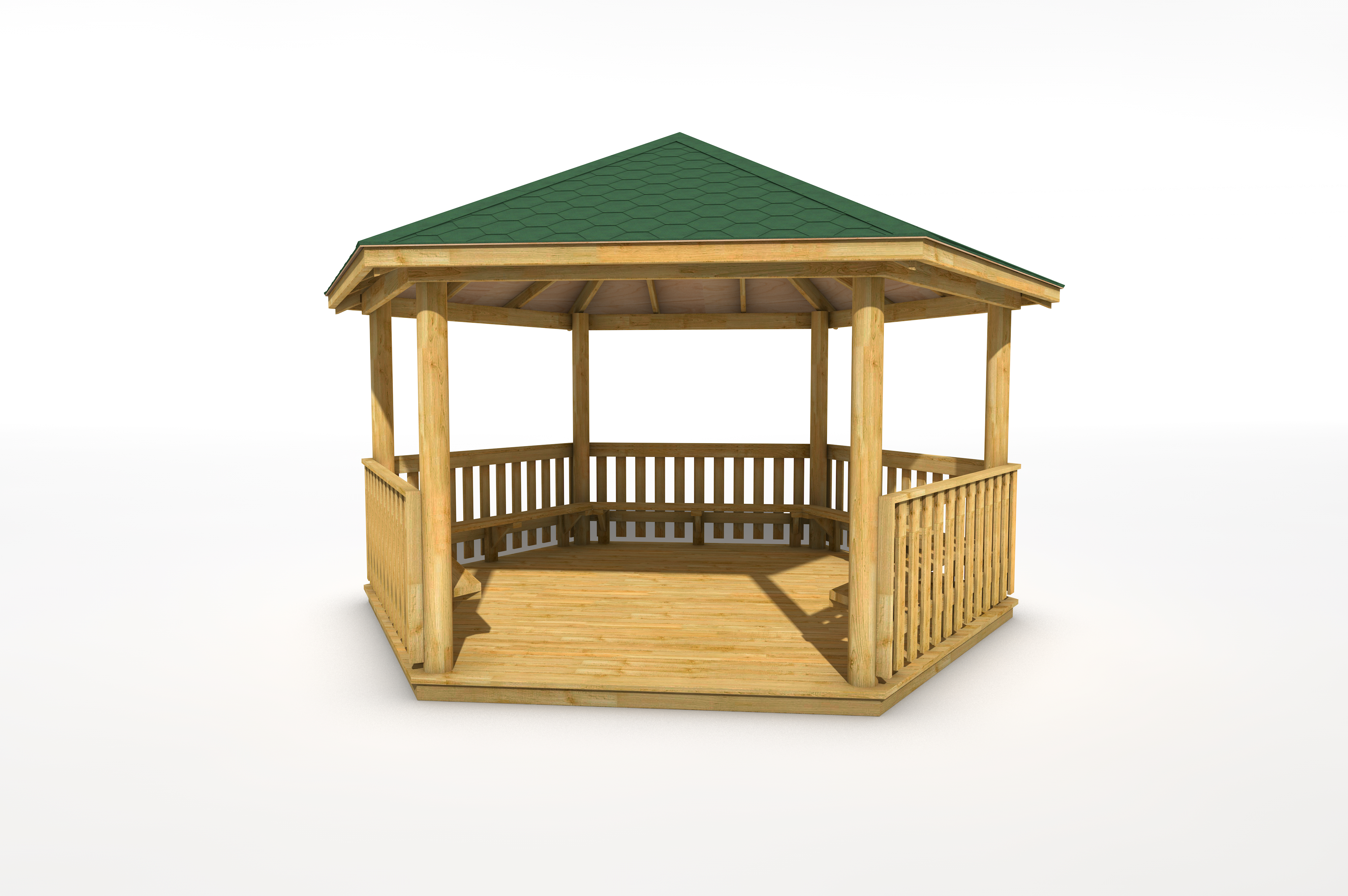 5M Hexagonal Gazebo with Decked Base