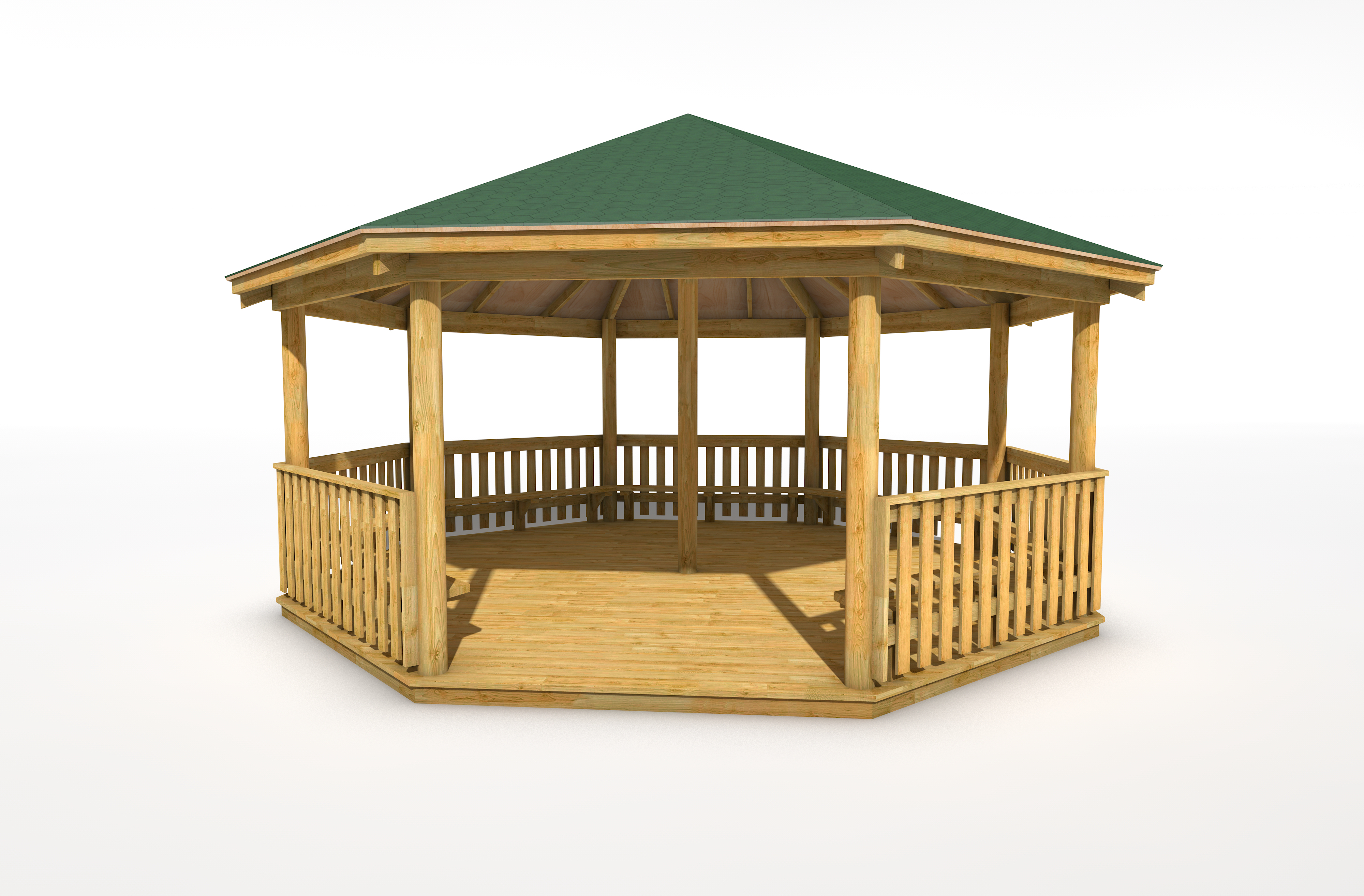 6M Octagonal Gazebo with Decked Base