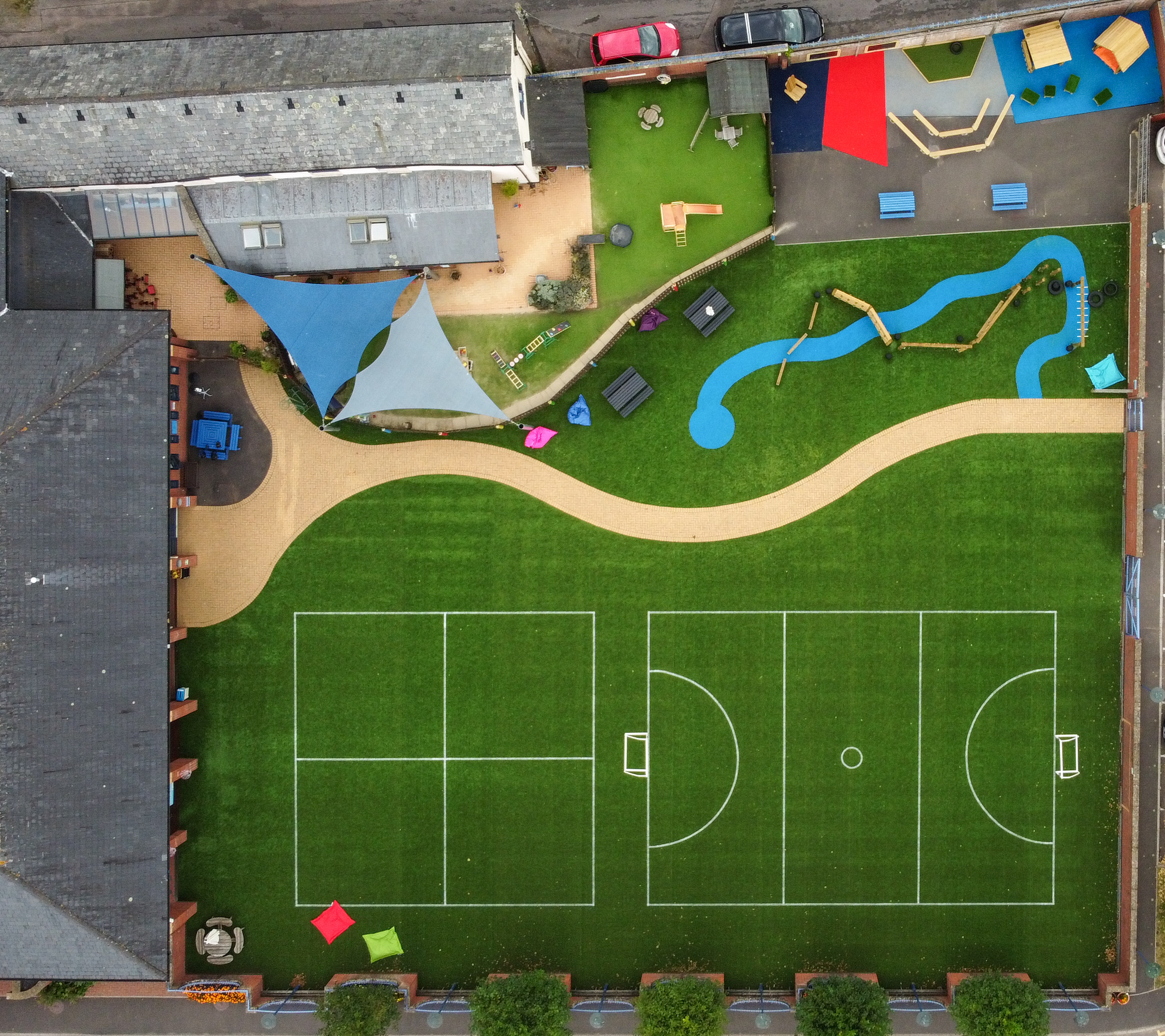 Overhead shot of a children's Trim Trail