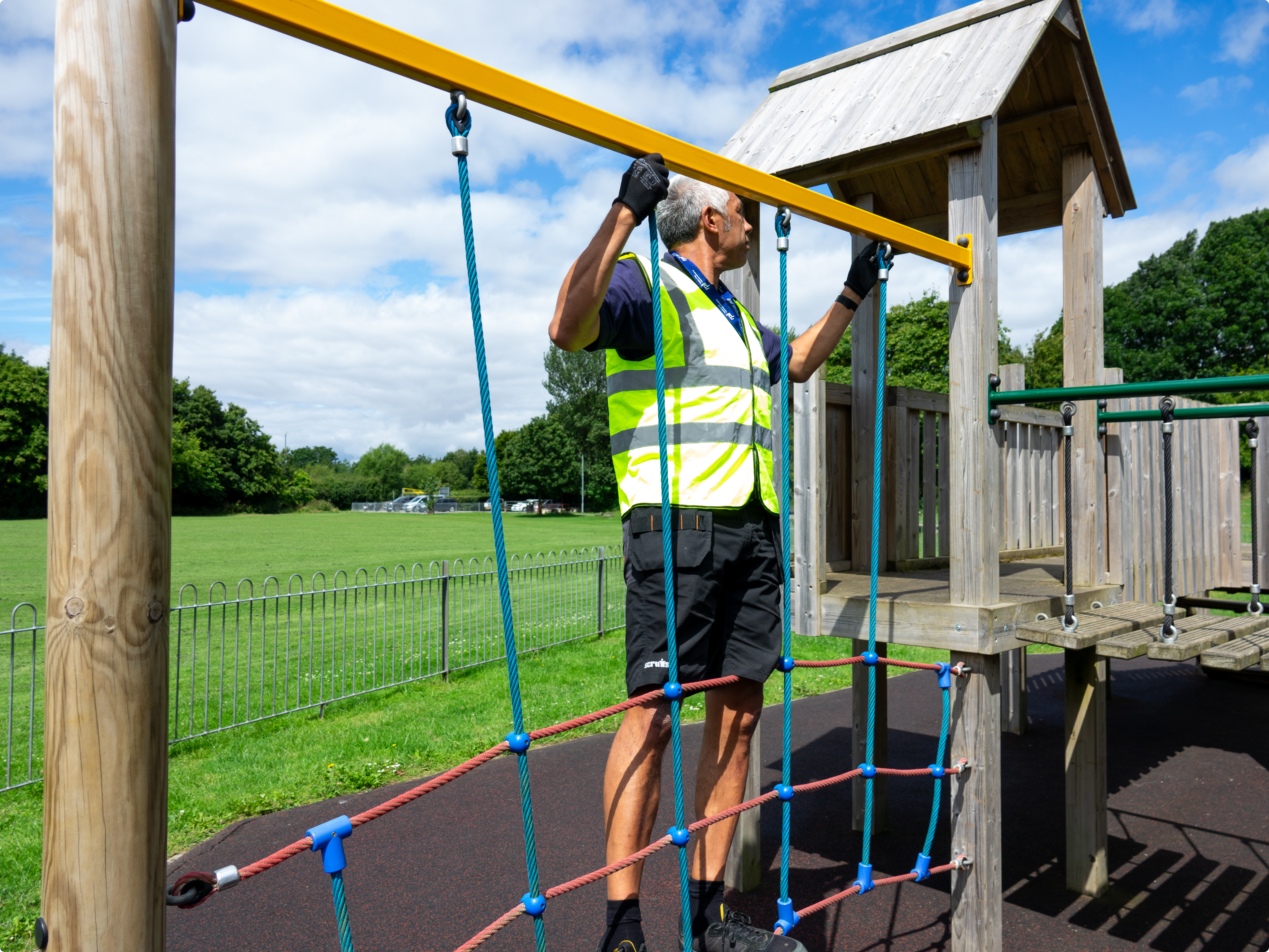 Children's play area being inspected