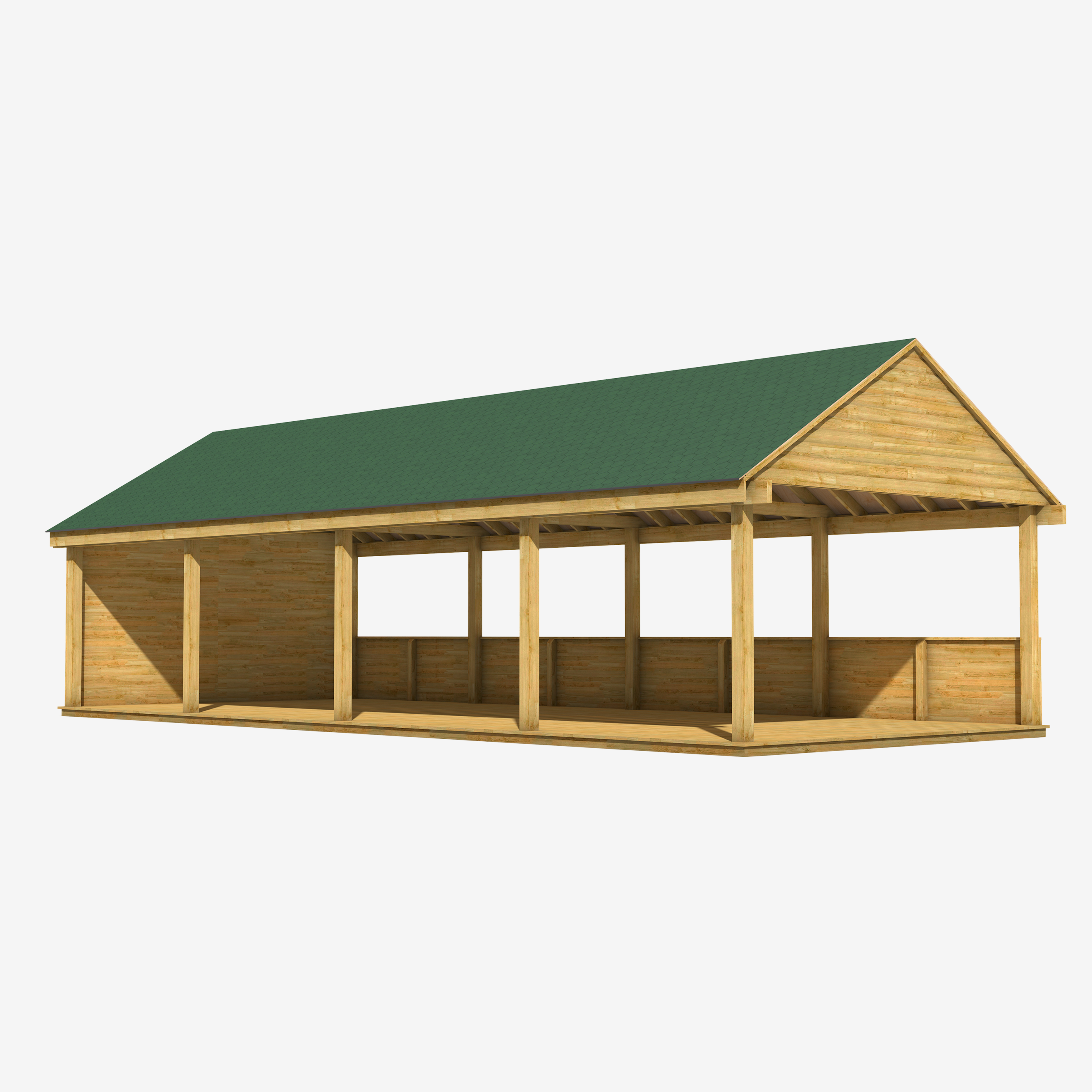 Gable-End Canopy 12M x 5M with Log Clad Sides and Decking