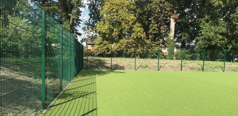 A fenced off playing field