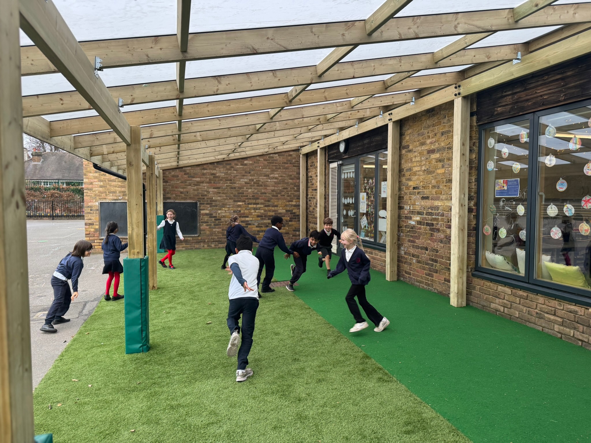 Children playing in canopy