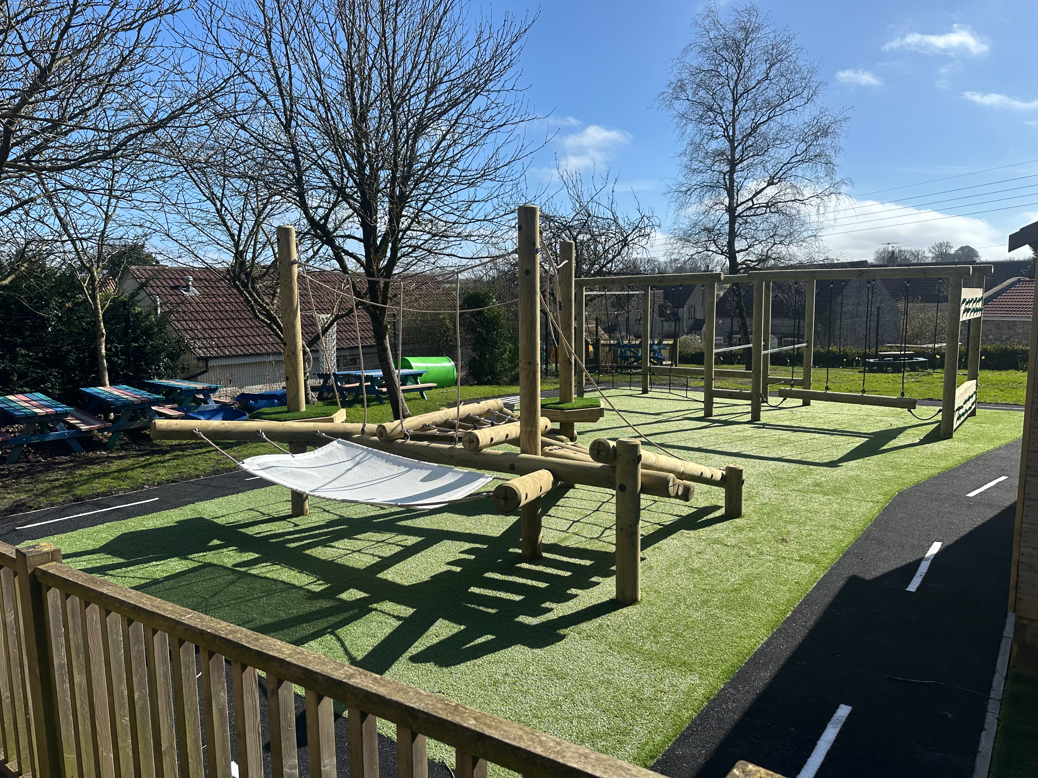 School Playground Design showing active challenges, roadway and meadow space - Leigh on Mendip School