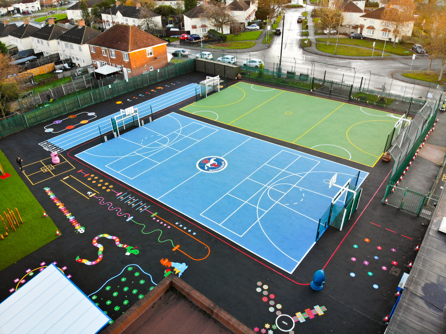 Playground markings in a school playground
