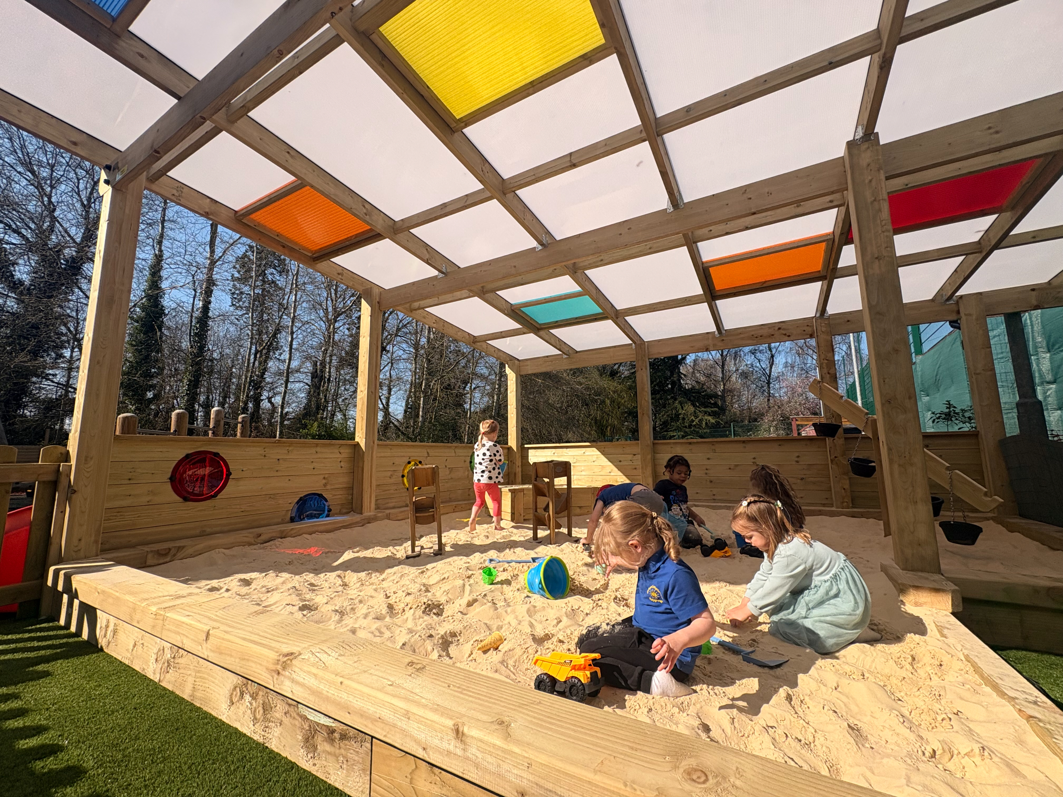 Canopy with Coloured Infill Panels Orton Longueville Playgroup