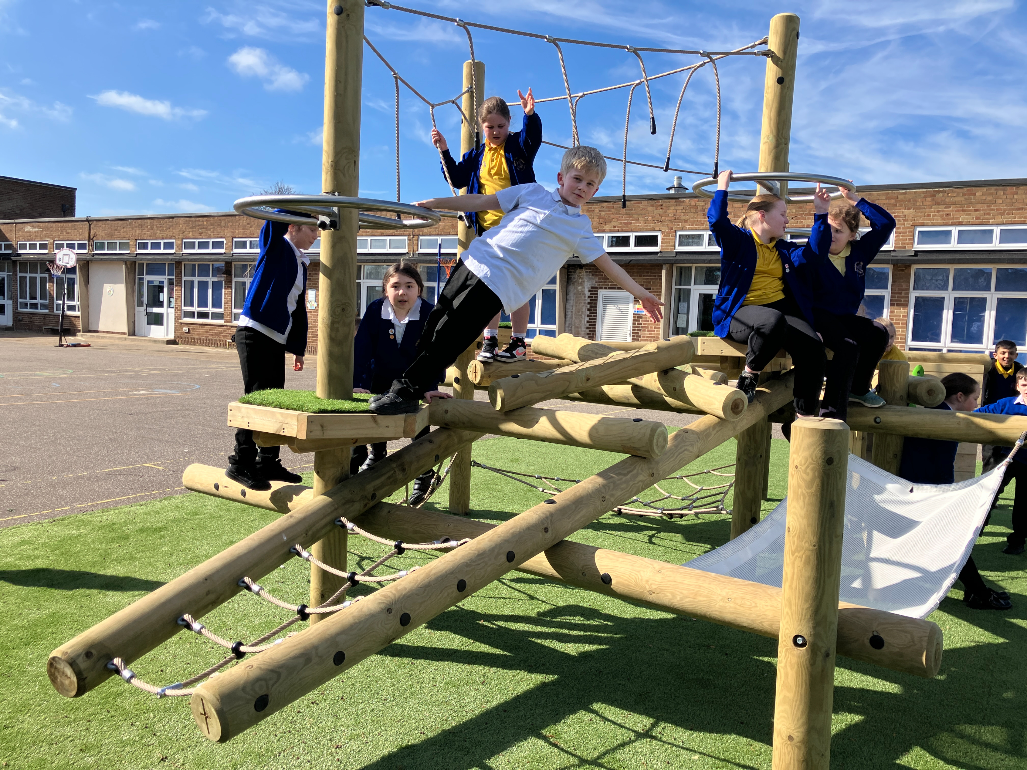 Physical Development: Legend of the Forest climber installation at Henderson Green Primary Academy