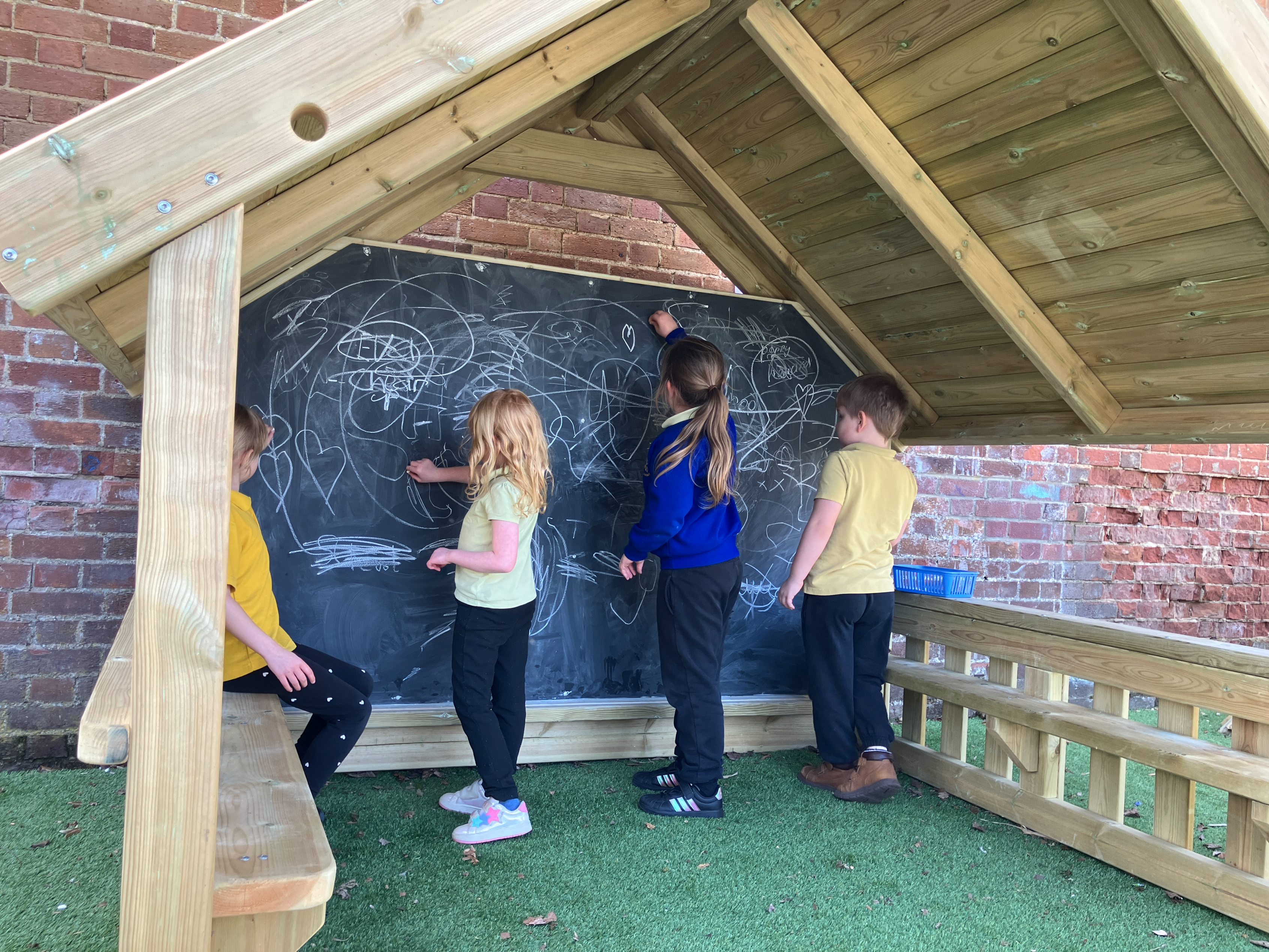 Language and Communication Development: Playhouse with mark making panels