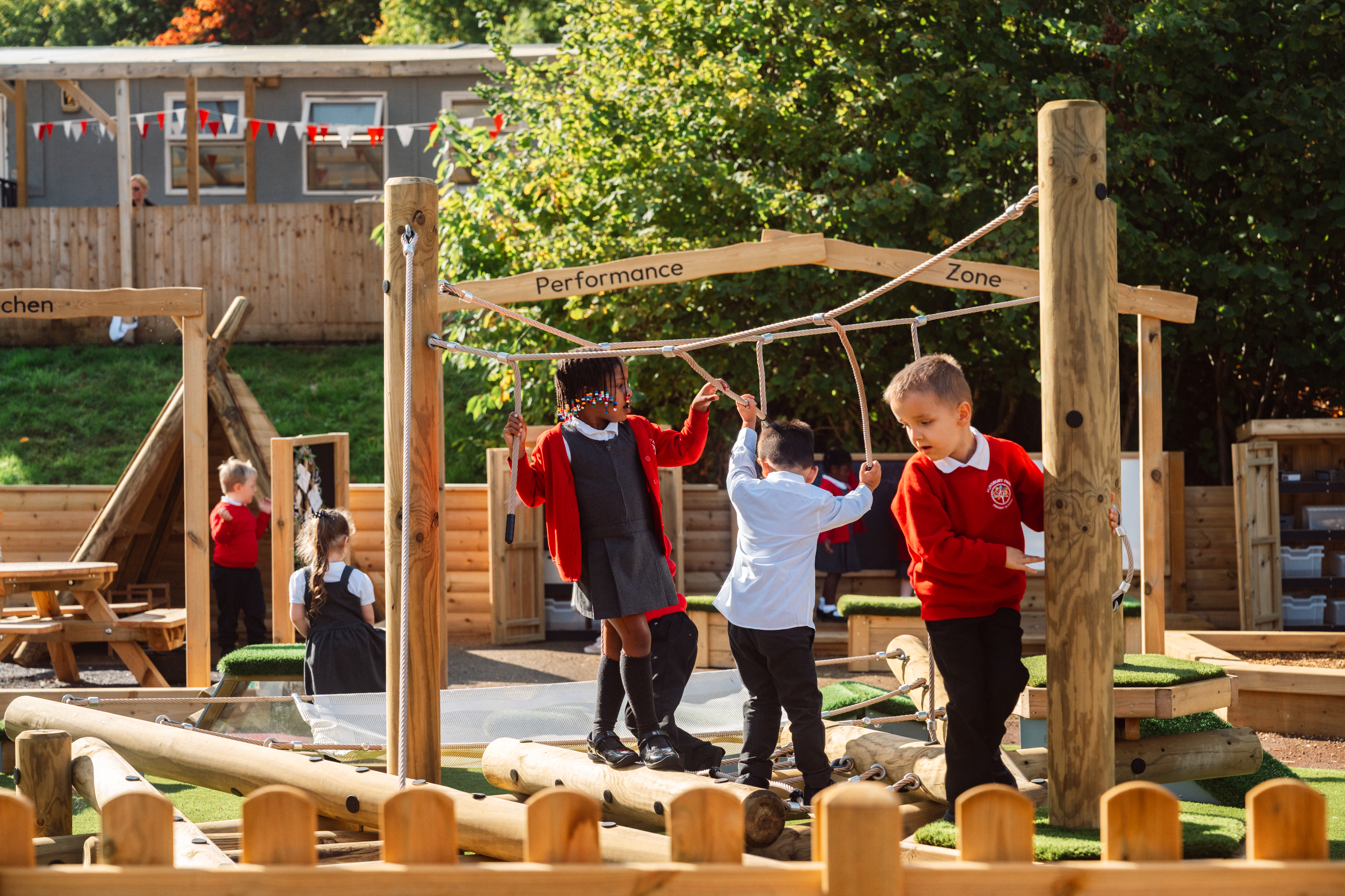 Children playing on a climber 